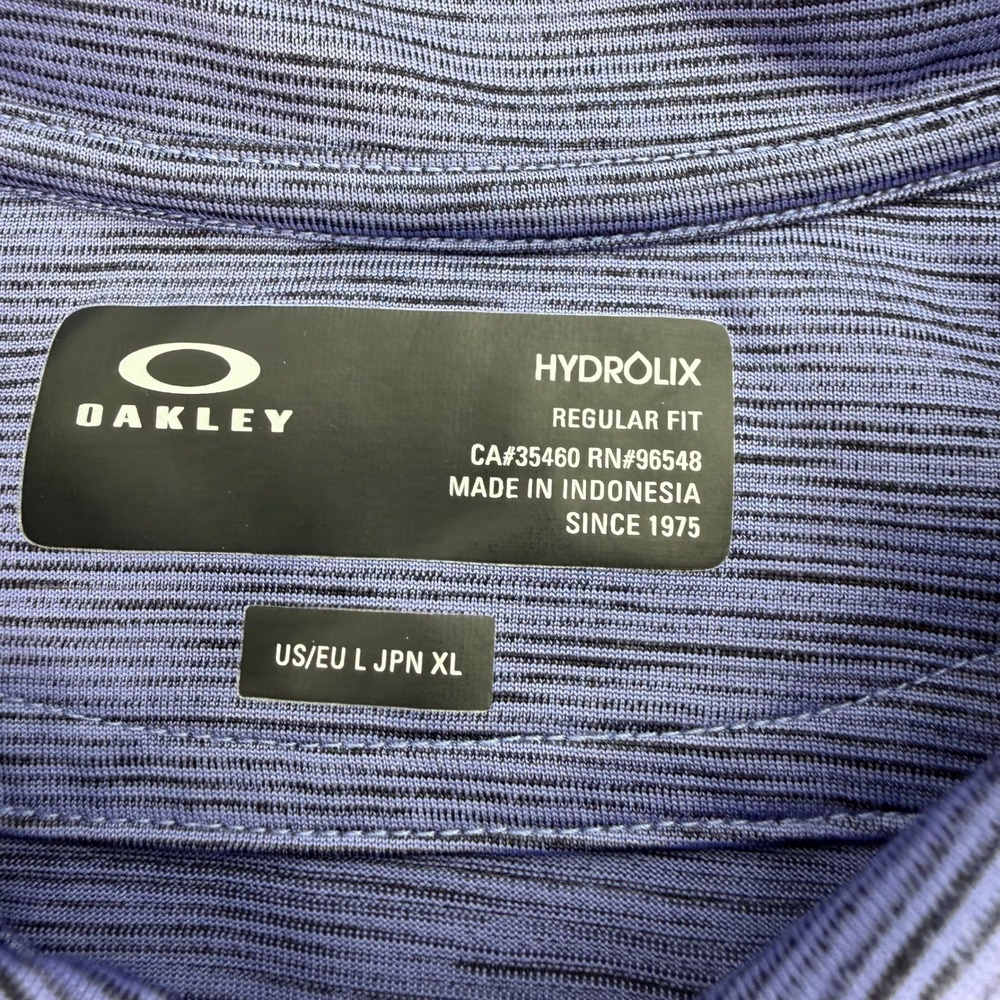 Oakley Polo Shirt Mens‎ Large Purple Stripe Hydrolix Reg Fit TPC Sawgrass Golf - Picture 3 of 10